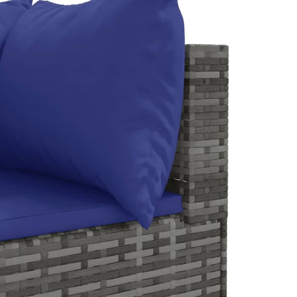 loungesæt til haven 5 dele med hynder polyrattan grå