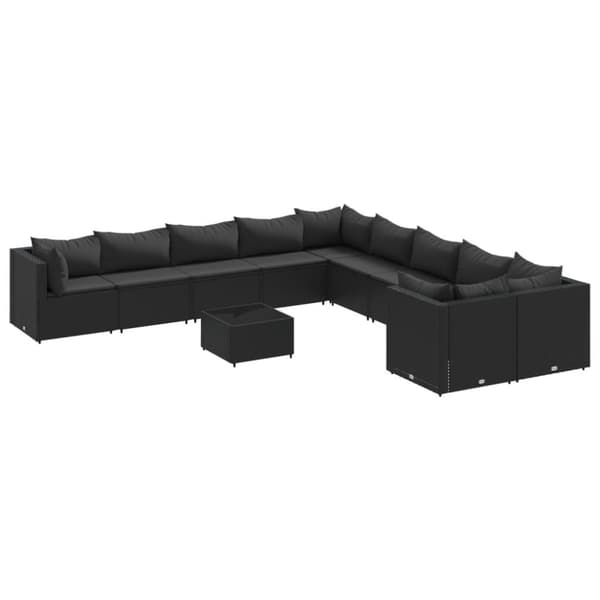sofasæt til haven 11 dele med hynder polyrattan sort