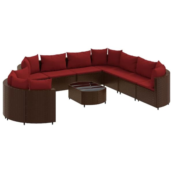 sofasæt til haven 10 dele med hynder polyrattan brun
