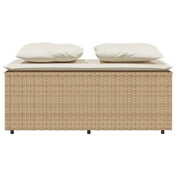 Matgrupp för trädgården 3 delar med dynor beige konstrotting