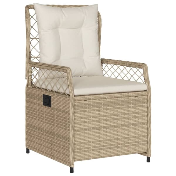 Matgrupp för trädgården med dynor 9 delar beige konstrotting