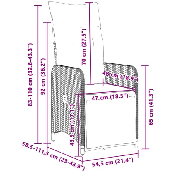 3-osainen puutarhabistrokalusteet, ruskea, polyrottinki
