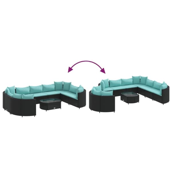 sofasæt til haven 10 dele med hynder polyrattan sort