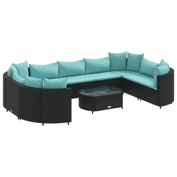 sofasæt til haven 10 dele med hynder polyrattan sort