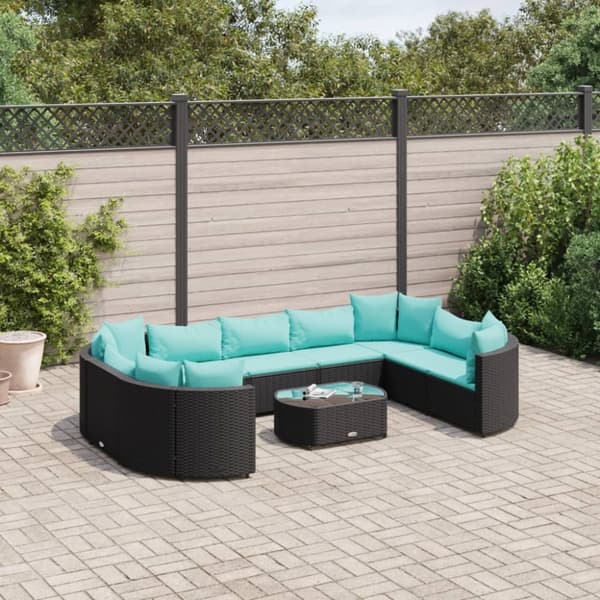 sofasæt til haven 10 dele med hynder polyrattan sort