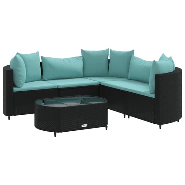 sofasæt til haven 6 dele med hynder polyrattan sort
