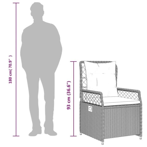 spisebordssæt til haven 7 dele med hynder polyrattan beige