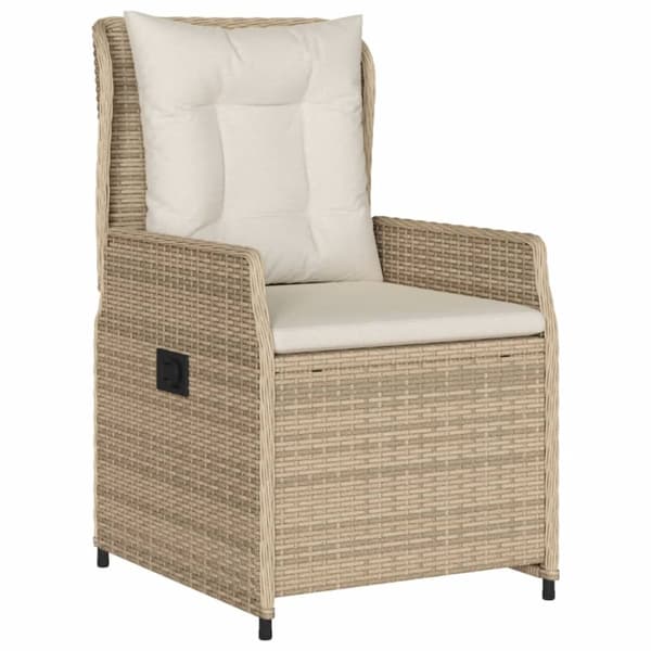 spisebordssæt til haven 3 dele med hynder polyrattan beige