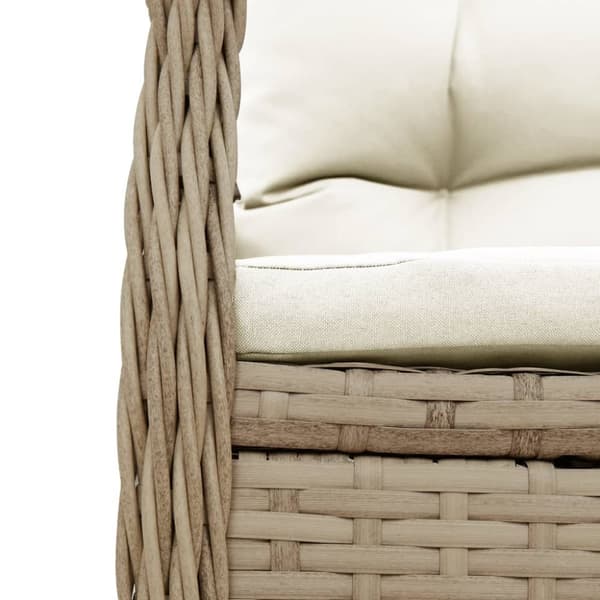 spisebordssæt til haven 3 dele med hynder polyrattan beige