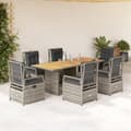 Miniatyrbillede 1 af 10: spisebordssæt til haven 7 dele med hynder polyrattan grå