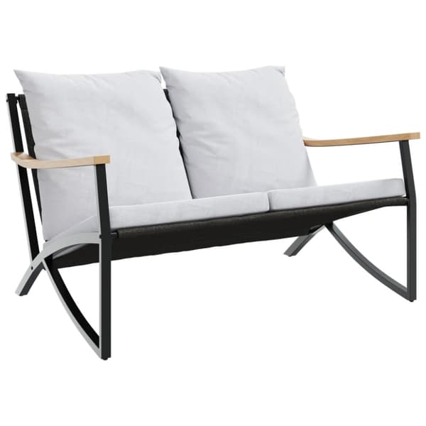 Puutarhapenkki tyynyillä, 120 cm, musta, teräs
