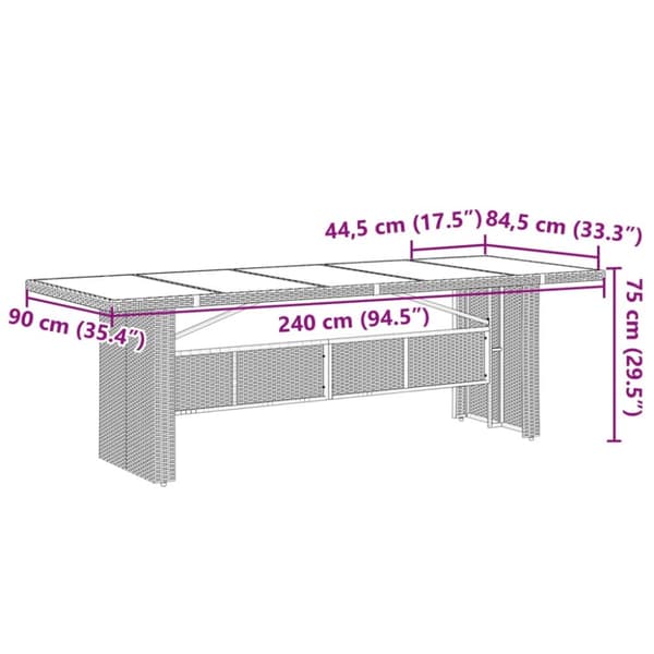 9-osainen puutarhabistrokalusteet tyynyillä, ruskea