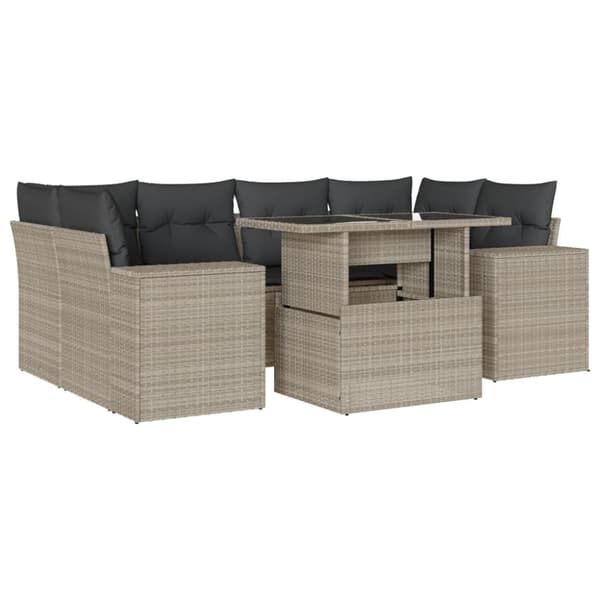 sofasæt til haven 7 dele med hynder polyrattan lysegrå