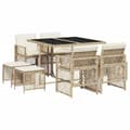 Miniatyrbillede 2 af 10: spisebordssæt til haven 9 dele med hynder polyrattan beige