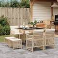 Miniatyrbillede 1 af 10: spisebordssæt til haven 9 dele med hynder polyrattan beige