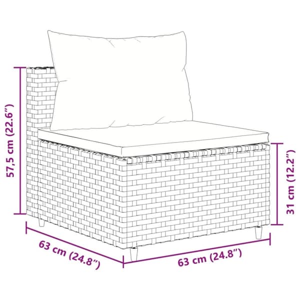 loungesæt til haven 4 dele med hynder polyrattan sort