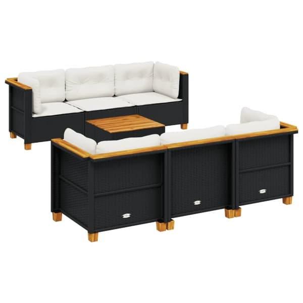 sofasæt til haven 7 dele med hynder polyrattan sort