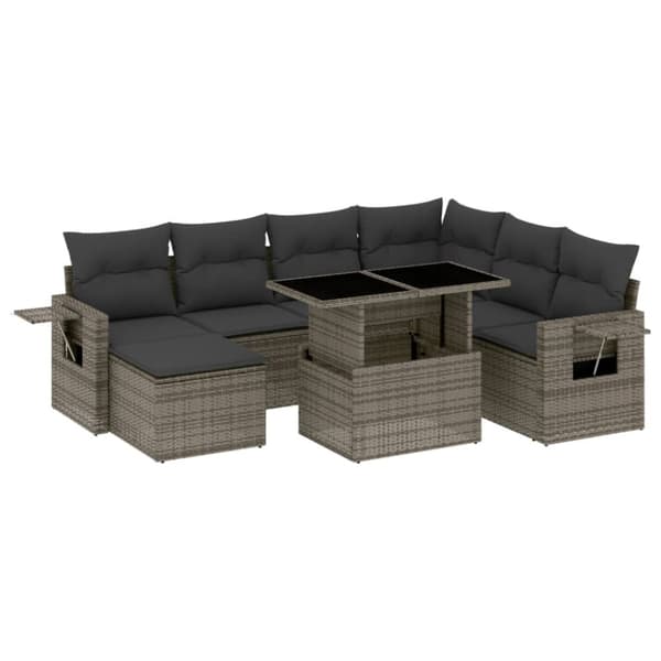 sofasæt til haven 8 dele med hynder polyrattan grå