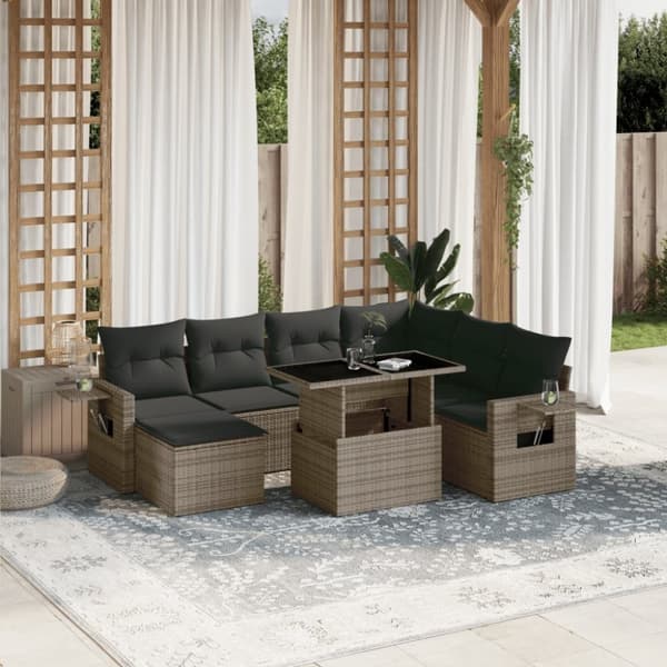 sofasæt til haven 8 dele med hynder polyrattan grå