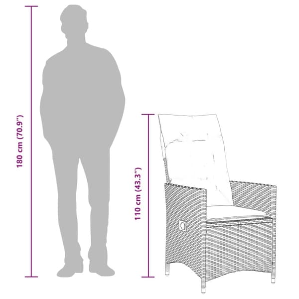 bistrosæt til haven 3 dele med hynder polyrattan beige