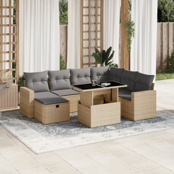 sofasæt til haven 8 dele med hynder polyrattan beige