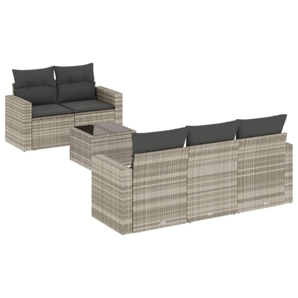 sofasæt til haven 6 dele med hynder polyrattan lysegrå