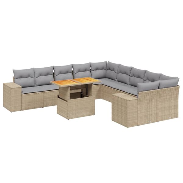 sofasæt til haven 11 dele med hynder polyrattan beige