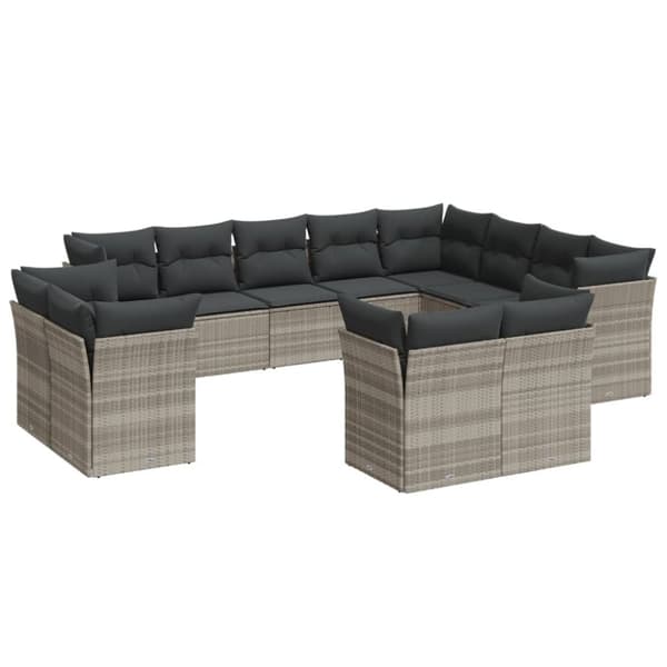 sofasæt til haven 12 dele med hynder polyrattan lysegrå