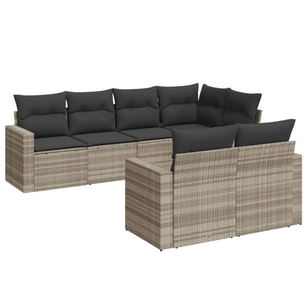 sofasæt til haven 7 dele med hynder polyrattan lysegrå