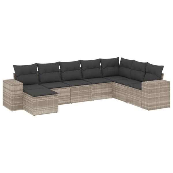 sofasæt til haven 8 dele med hynder polyrattan lysegrå