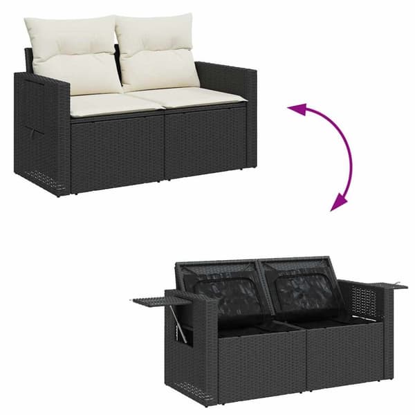 sofasæt til haven 7 dele med hynder polyrattan sort
