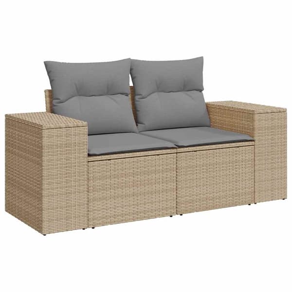 6-osainen puutarhakalustesarja tyynyillä, beige, polyrottinki