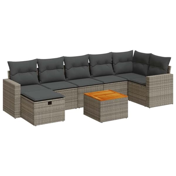 sofasæt til haven 8 dele med hynder polyrattan grå