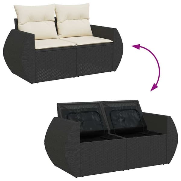 sofasæt til haven 9 dele med hynder polyrattan sort