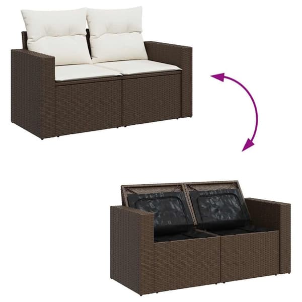 sofasæt til haven 7 dele med hynder polyrattan brun