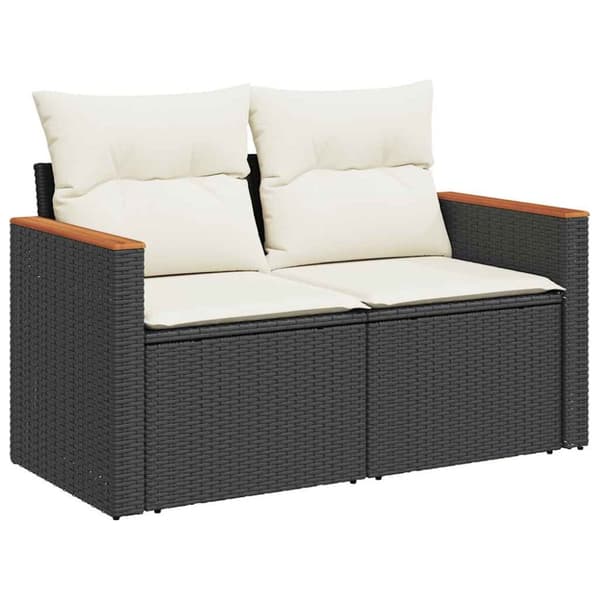 sofasæt til haven 7 dele med hynder polyrattan sort