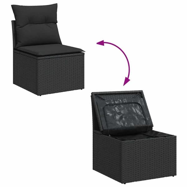 sofasæt til haven 7 dele med hynder polyrattan sort