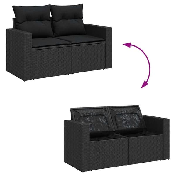 sofasæt til haven 7 dele med hynder polyrattan sort