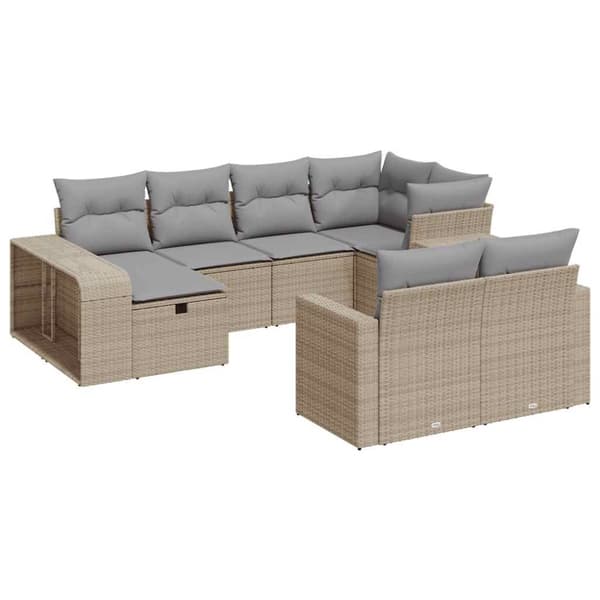 sofasæt til haven 10 dele med hynder polyrattan beige