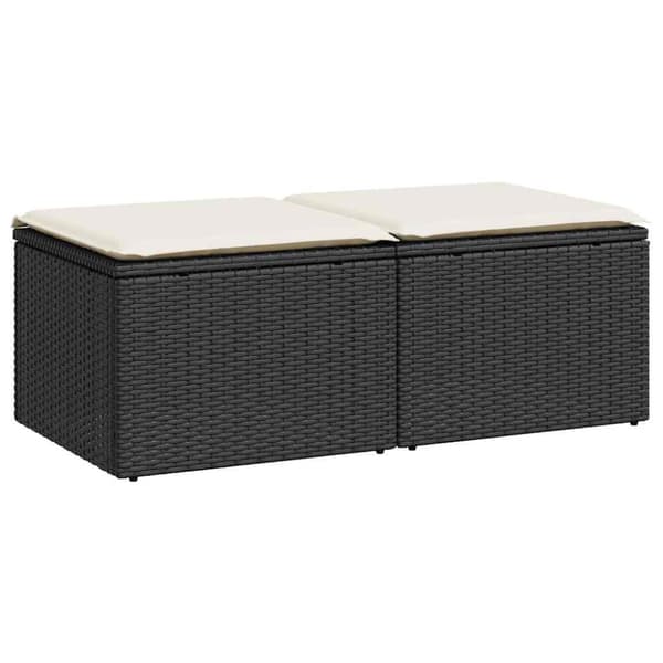 sofasæt til haven 2 dele med hynder polyrattan akacietræ sort