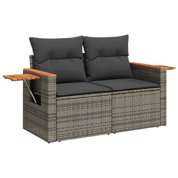 sofasæt til haven 4 dele med hynder polyrattan akacietræ grå