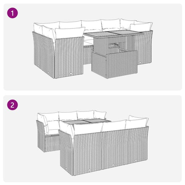 7-osainen puutarhaloungesetti, tyynyillä, beige