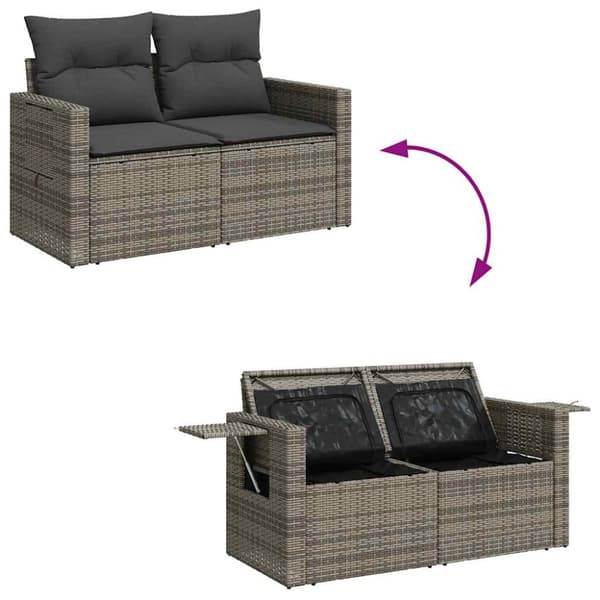 sofasæt til haven 4 dele med hynder polyrattan grå