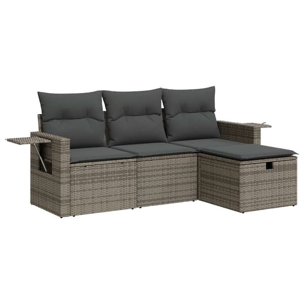 sofasæt til haven 4 dele med hynder polyrattan grå