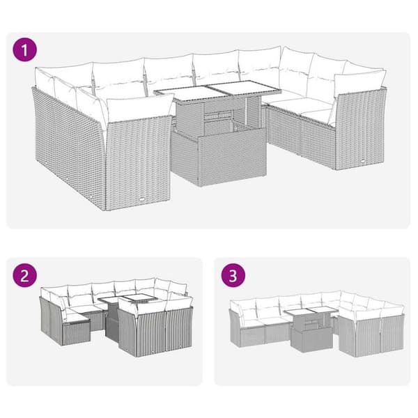 sofasæt til haven 10 dele med hynder polyrattan grå