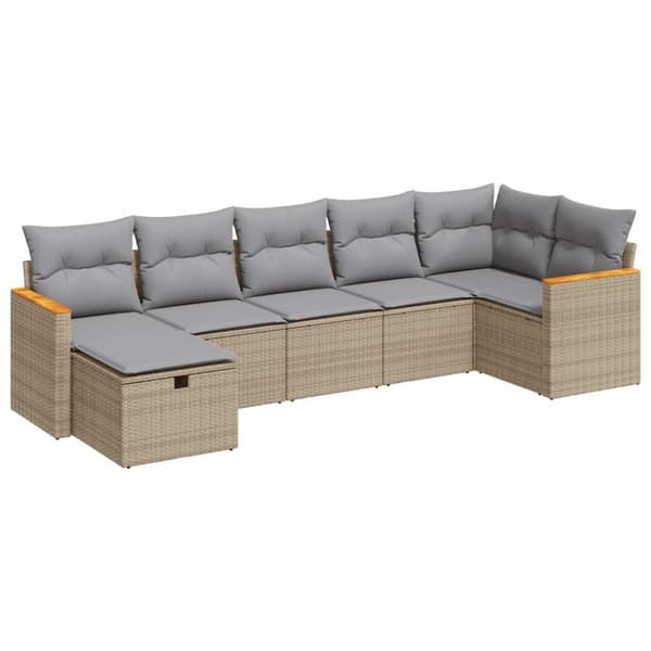 7-osainen puutarhaloungesetti, tyynyillä, beige