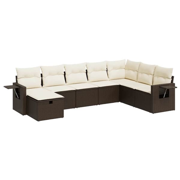 sofasæt til haven 8 dele med hynder polyrattan brun