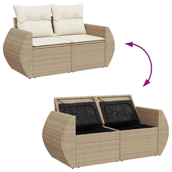 sofasæt til haven 9 dele med hynder polyrattan beige