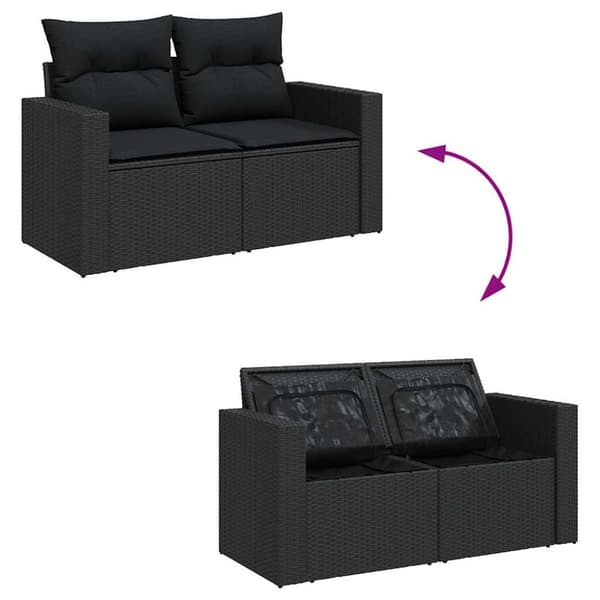 sofasæt til haven 11 dele med hynder polyrattan sort
