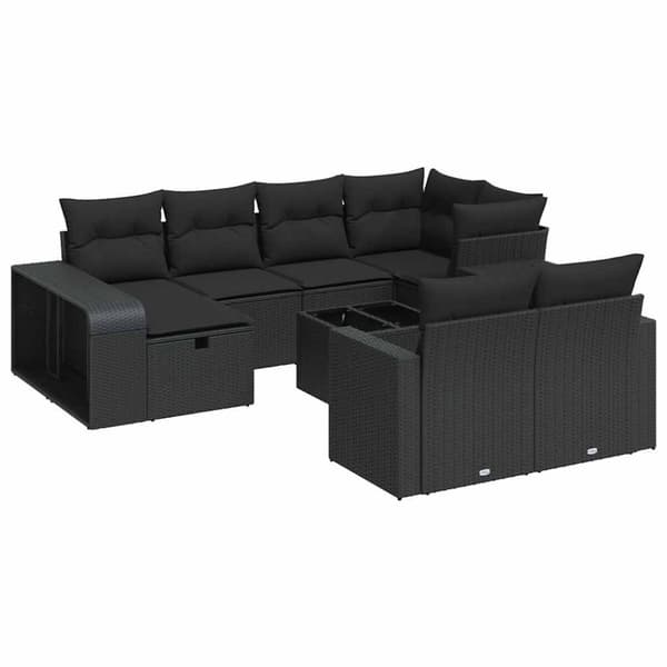 sofasæt til haven 11 dele med hynder polyrattan sort